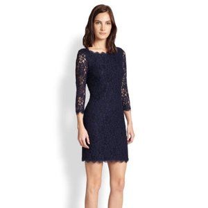 Diane von Furstenberg Zarita Lace Dress Navy